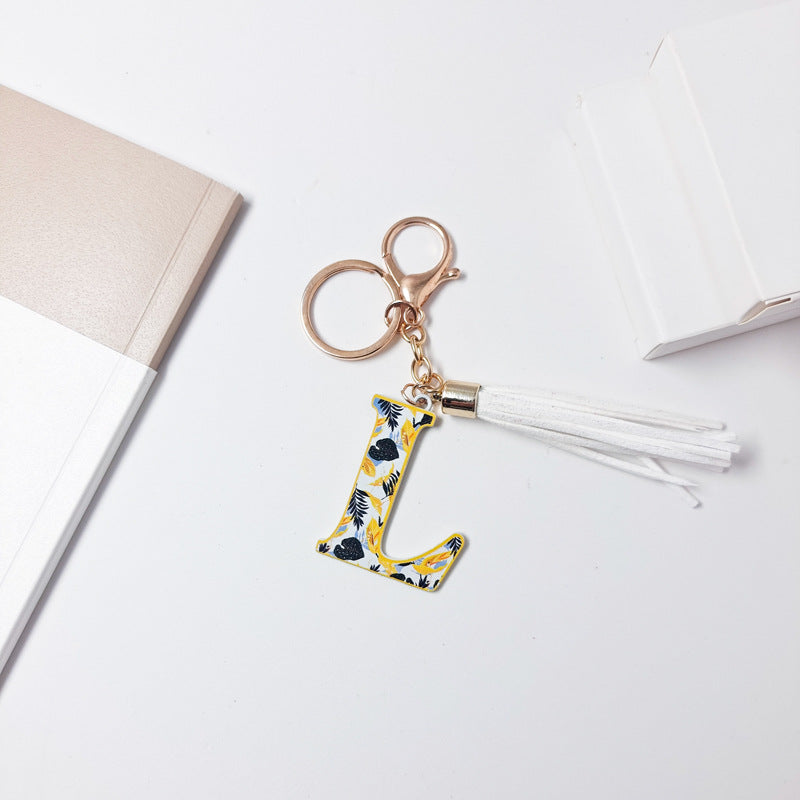 Wholesale Letter Colorful Tassel Zinc Alloy Keychain